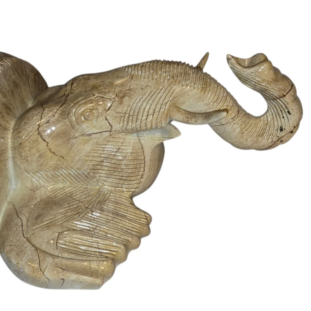 Elephant Head Resin Decorative Wall Shelf Faux Carved Old World Style Tusks NEW